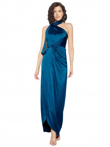 Silk like Satin Long Halter Neck Sheath Formal Evening Gown / Prom Dress / Bridesmaid Dress Sudbury