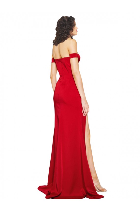 Silk like Satin Long Off the Shoulder Red A-Line Formal Evening Gown / Prom Dress / Bridesmaid Dress Sudbury