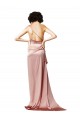 Silk like Satin Open Back Long One Shoulder A-Line Formal Evening Gown / Prom Dress / Bridesmaid Dress Sudbury