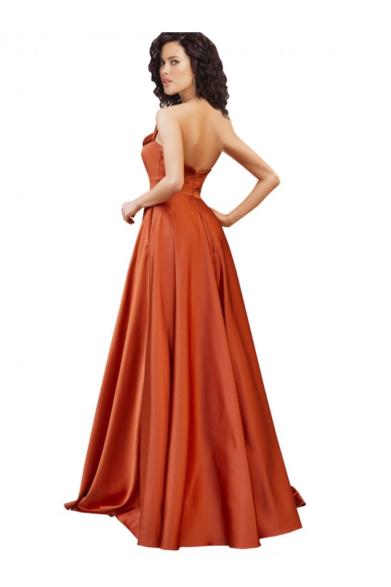 Silk like Satin Low Back Sweep Train Round Neck A-Line Formal Evening Gown / Prom Dress / Bridesmaid Dress Sudbury