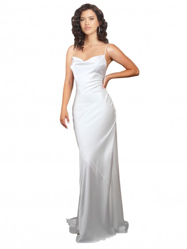 Silk like Satin Criss Cross Open Back Sweep Train Cowl Neck Sheath Beach Wedding Dresses Sudbury