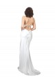 Silk like Satin Criss Cross Open Back Sweep Train Cowl Neck Sheath Beach Wedding Dresses Sudbury