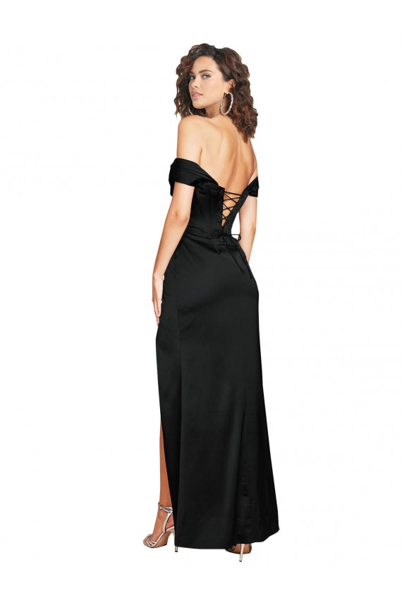 Silk like Satin Low Back Long Sweetheart A-Line Black Tie Evening Gown / Prom Dress / Bridesmaid Dress Sudbury