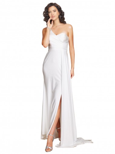 Silk like Satin Long One Shoulder A-Line Wedding Dress Sudbury