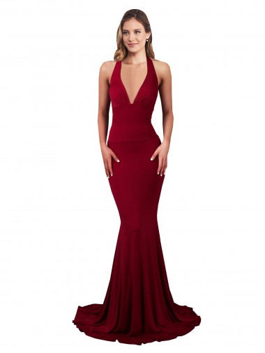 Spandex Open Back Long Halter Neck Mermaid Formal Evening Gown / Prom Dress / Bridesmaid Dress Sudbury