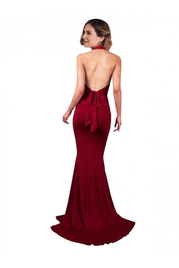 Spandex Open Back Long Halter Neck Mermaid Formal Evening Gown / Prom Dress / Bridesmaid Dress Sudbury