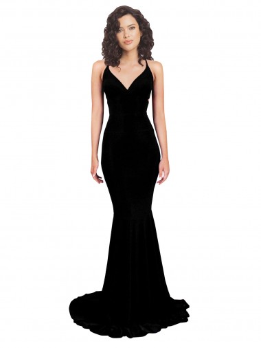 Spandex Open Back Long V-Neck Mermaid Formal Evening Gown / Prom Dress / Bridesmaid Dress Sudbury