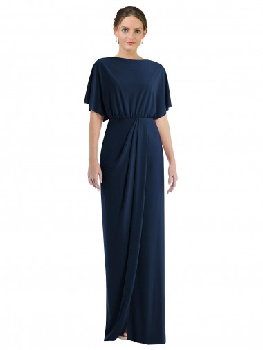 Spandex Open Back Long Bateau Neck Sheath Semi Formal Evening Dress / Prom Dress / Bridesmaid Dress Sudbury