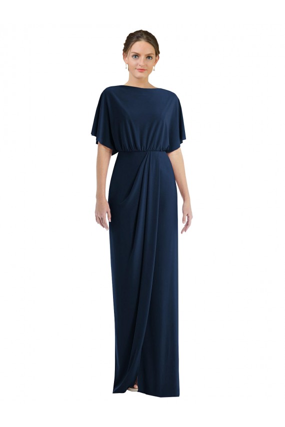 Spandex Open Back Long Bateau Neck Sheath Semi Formal Evening Dress / Prom Dress / Bridesmaid Dress Sudbury