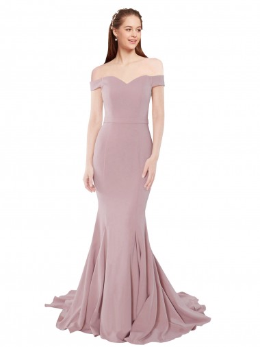 Stretch Crepe Sweep Train Off the Shoulder Mermaid Bridesmaid Dress / Evening Dress Sudbury