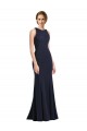 Stretch Crepe Keyhole Back Long Scoop Neck Sheath Black Tie Prom Dress / Bridesmaid Dress Sudbury