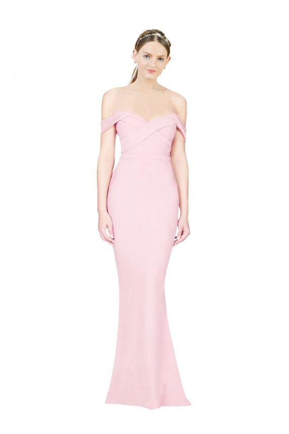 Stretch Crepe Low Back Long Strapless Pink A-Line Formal Evening Gown / Prom Dress / Bridesmaid Dress Sudbury
