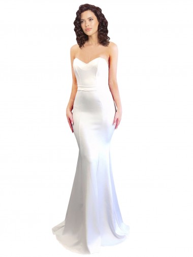 Stretch Crepe Low Back Long Sweetheart White Mermaid Formal Evening Gown / Prom Dress / Bridesmaid Dress Sudbury