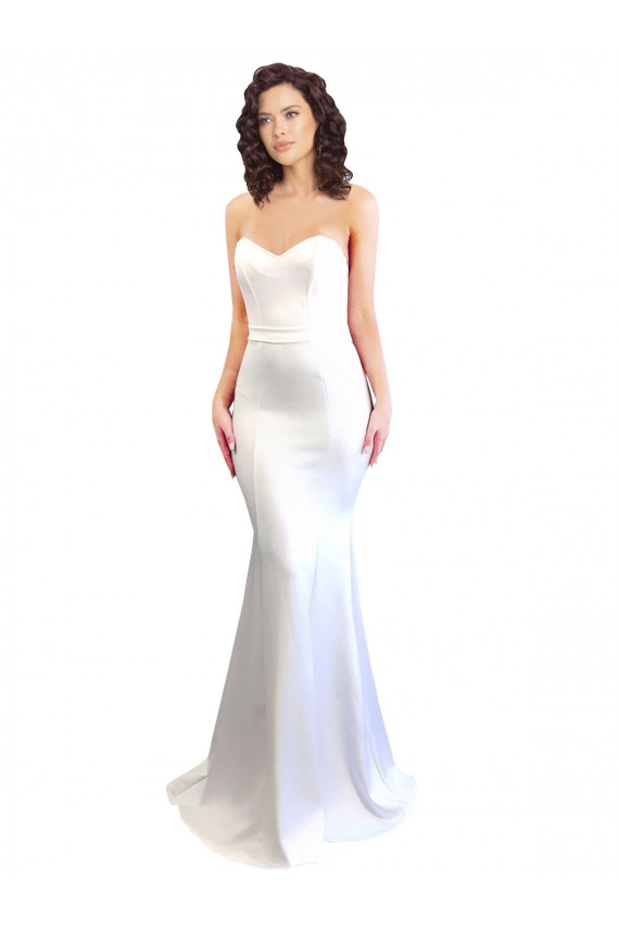 Stretch Crepe Low Back Long Sweetheart White Mermaid Formal Evening Gown / Prom Dress / Bridesmaid Dress Sudbury