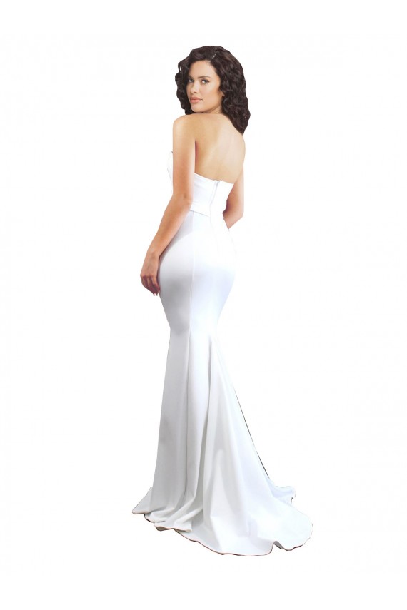 Stretch Crepe Low Back Long Sweetheart White Mermaid Formal Evening Gown / Prom Dress / Bridesmaid Dress Sudbury