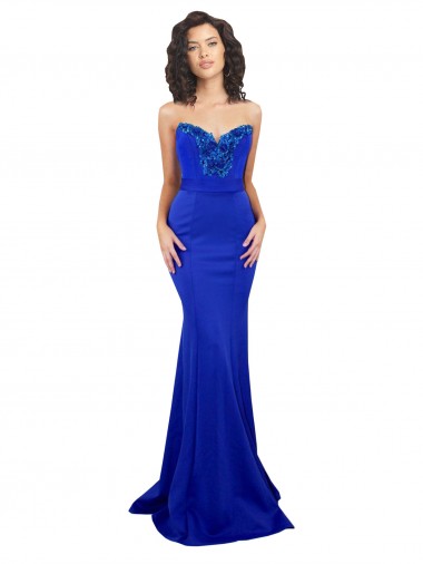 Stretch Crepe Low Back Long Sweetheart Royal Blue Mermaid Formal Evening Gown / Prom Dress / Bridesmaid Dress Sudbury