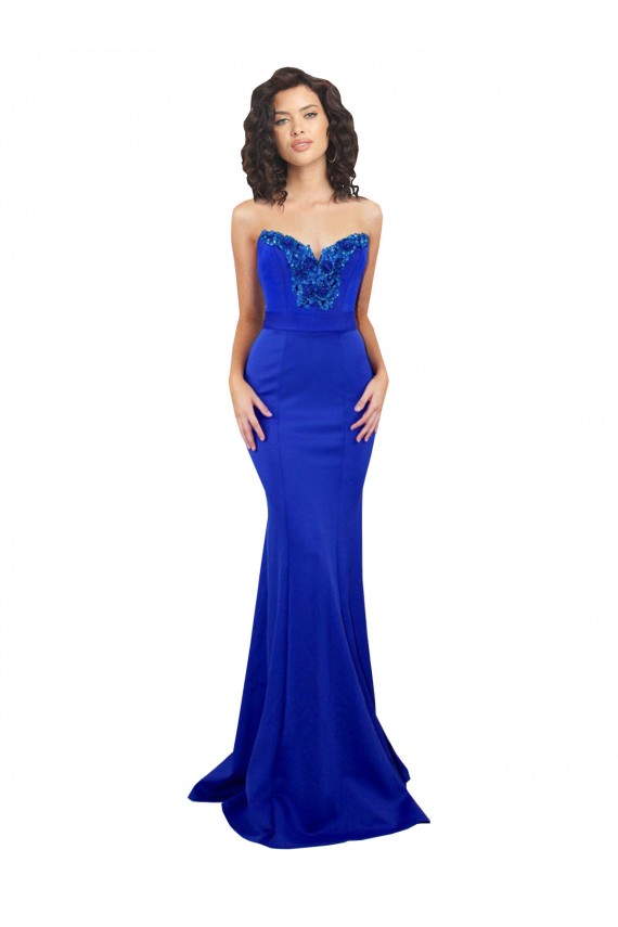 Stretch Crepe Low Back Long Sweetheart Royal Blue Mermaid Formal Evening Gown / Prom Dress / Bridesmaid Dress Sudbury
