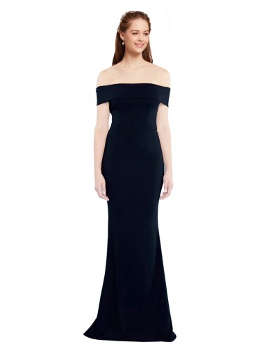 Stretch Crepe Keyhole Back Long Off the Shoulder Mermaid Formal Dress / Bridesmaid Dress Sudbury