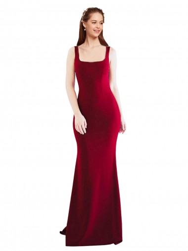 Stretch Crepe Long Square Neck Mermaid Formal Evening Gown / Prom Dress / Bridesmaid Dress Sudbury