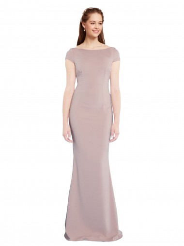 Stretch Crepe Tie Back Long Boat Neck Mermaid Formal Evening Gown / Prom Dress / Bridesmaid Dress Sudbury