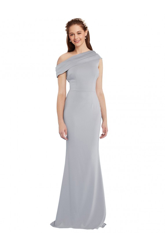 Stretch Crepe Long One Shoulder Grey Mermaid Formal Dress / Bridesmaid Dress Sudbury