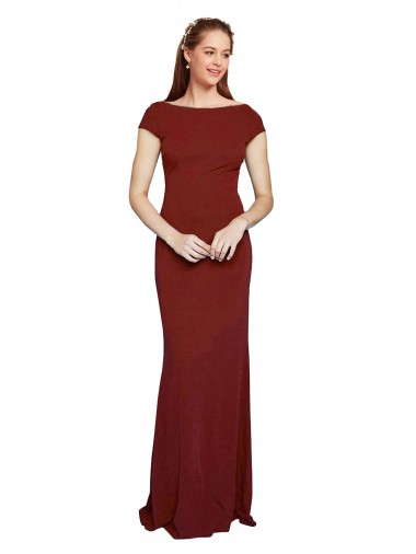 Stretch Crepe Keyhole Back Long Round Neck Mermaid Formal Evening Gown / Prom Dress / Bridesmaid Dress Sudbury