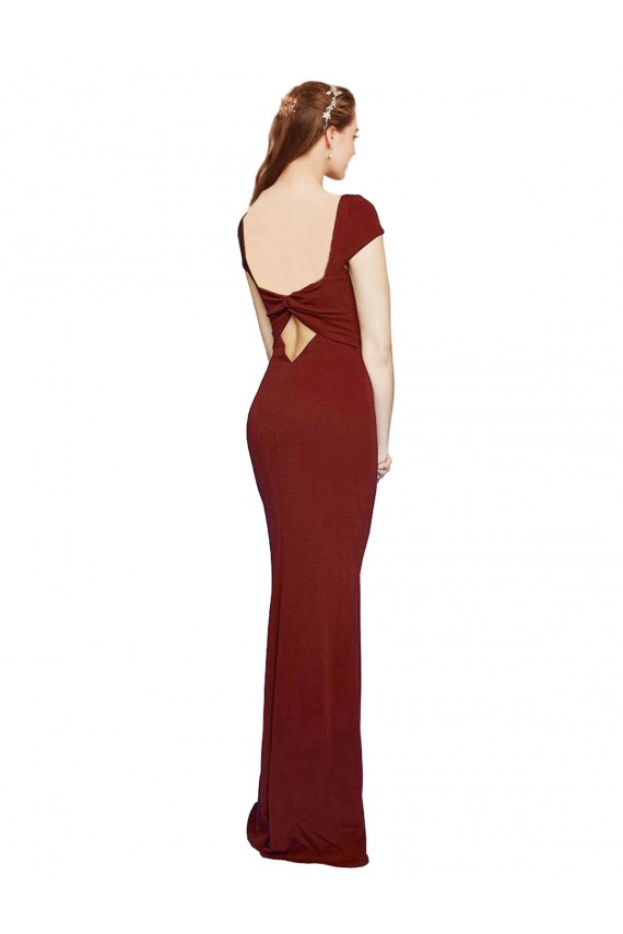 Stretch Crepe Keyhole Back Long Round Neck Mermaid Formal Evening Gown / Prom Dress / Bridesmaid Dress Sudbury
