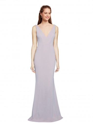 Stretch Crepe Keyhole Back Long V-Neck Mermaid Formal Evening Gown / Prom Dress / Bridesmaid Dress Sudbury