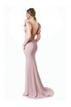 Stretch Crepe V-Back Sweep Train Jewel Neck Mermaid, Sheath Black Tie Prom Dress / Bridesmaid Dress Sudbury