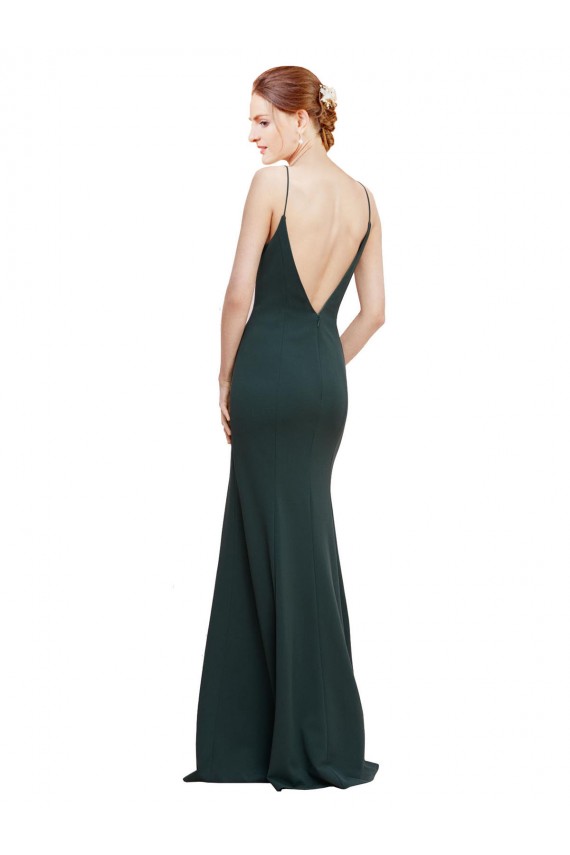 Stretch Crepe V-Back Long V-Neck Pink A-Line Formal Dress / Bridesmaid Dress Sudbury