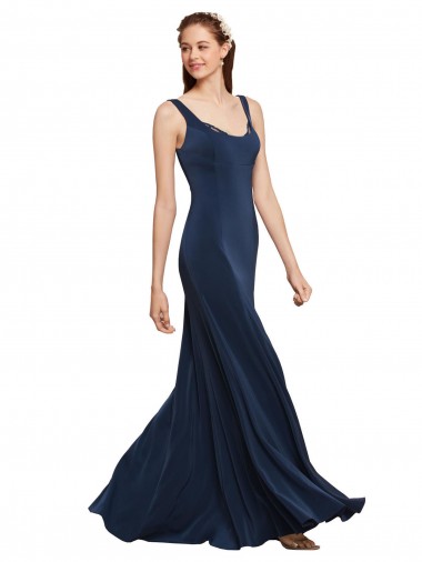 Stretch Crepe Low Back Long Round Neck A-Line Prom Dress / Bridesmaid Dress Sudbury
