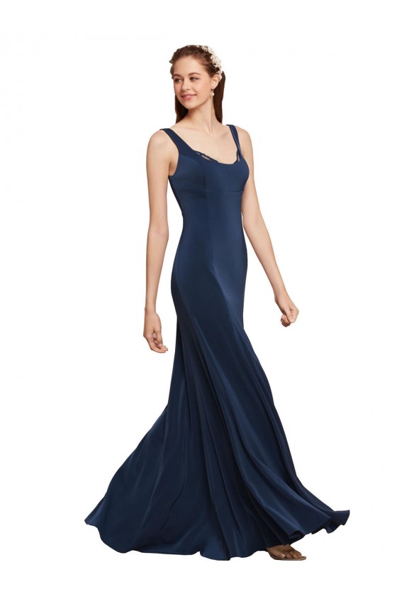Stretch Crepe Low Back Long Round Neck A-Line Prom Dress / Bridesmaid Dress Sudbury