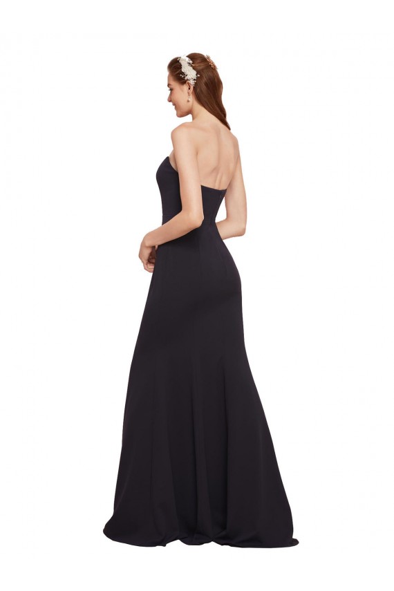 Stretch Crepe Low Back Long Strapless Dark Navy A-Line Formal Evening Gown / Prom Dress / Bridesmaid Dress Sudbury
