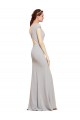 Stretch Crepe Open Back Long Boat Neck A-Line Formal Evening Gown / Prom Dress / Bridesmaid Dress Sudbury