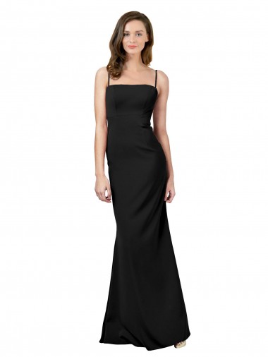 Stretch Crepe Open Back Long Spaghetti Straps Sheath Formal Evening Gown / Prom Dress / Bridesmaid Dress Sudbury