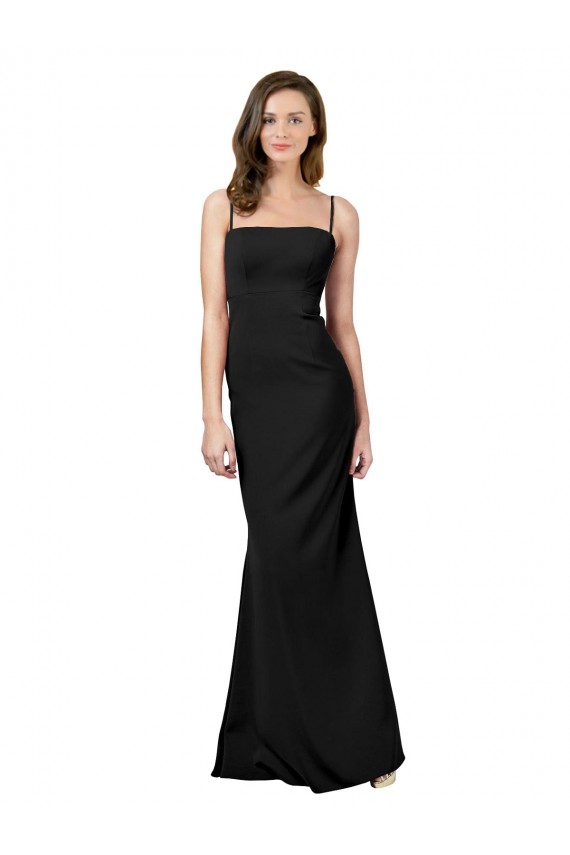 Stretch Crepe Open Back Long Spaghetti Straps Sheath Formal Evening Gown / Prom Dress / Bridesmaid Dress Sudbury