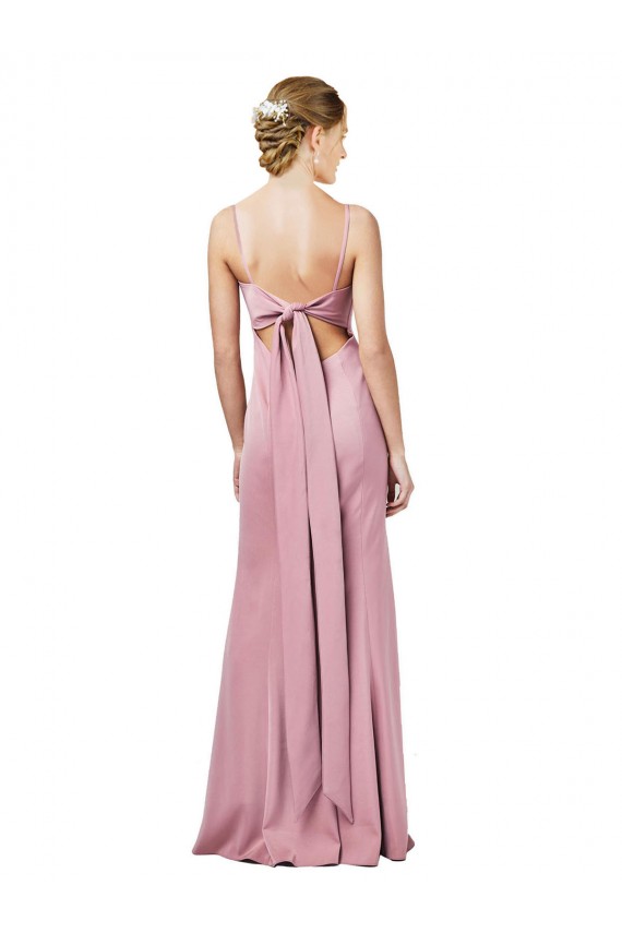 Stretch Crepe Open Back Long Spaghetti Straps Sheath Formal Evening Gown / Prom Dress / Bridesmaid Dress Sudbury