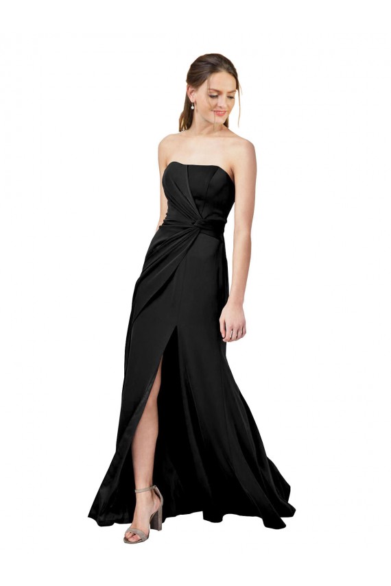 Stretch Crepe Low Back Long Strapless Black Sheath Formal Dress / Bridesmaid Dress Sudbury