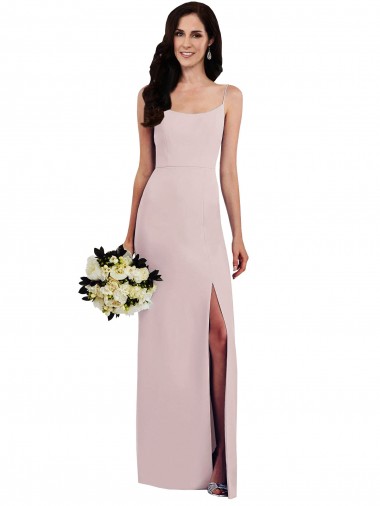 Stretch Crepe V-Back Long Spaghetti Straps Trumpet Formal Evening Gown / Prom Dress / Bridesmaid Dress Sudbury