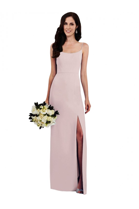 Stretch Crepe V-Back Long Spaghetti Straps Trumpet Formal Evening Gown / Prom Dress / Bridesmaid Dress Sudbury