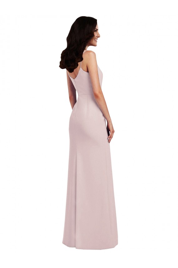 Stretch Crepe V-Back Long Spaghetti Straps Trumpet Formal Evening Gown / Prom Dress / Bridesmaid Dress Sudbury