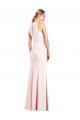 Stretch Crepe Keyhole Back Long V-Neck Pink Trumpet Semi Formal Evening Dress / Prom Dress / Bridesmaid Dress Sudbury
