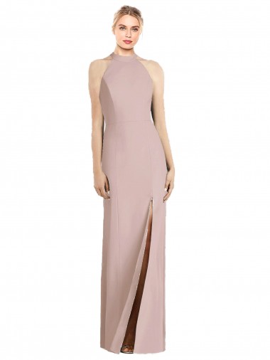 Stretch Crepe Open Back Long Halter Neck Trumpet Semi Formal Evening Dress / Bridesmaid Dress Sudbury