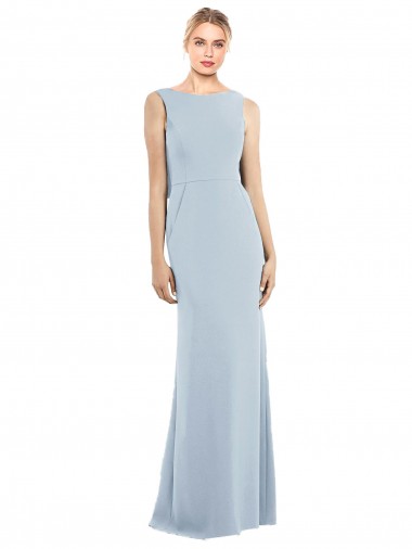 Stretch Crepe Low Back Long Bateau Neck Trumpet Semi Formal Evening Dress / Prom Dress / Bridesmaid Dress Sudbury