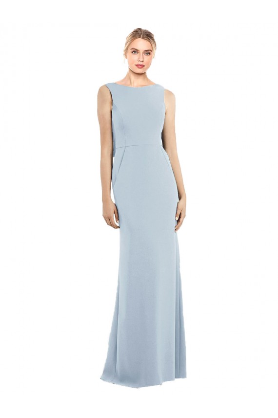 Stretch Crepe Low Back Long Bateau Neck Trumpet Semi Formal Evening Dress / Prom Dress / Bridesmaid Dress Sudbury