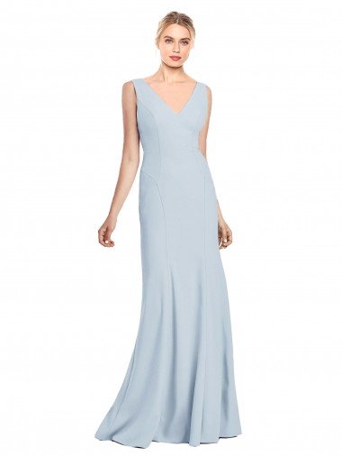 Stretch Crepe Low Back Long V-Neck Trumpet Bridesmaid Dress / Formal Dress Sudbury