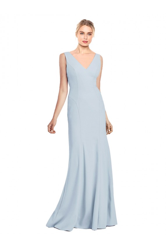 Stretch Crepe Low Back Long V-Neck Trumpet Bridesmaid Dress / Formal Dress Sudbury
