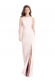 Stretch Crepe Open Back Long Bateau Neck Pink Trumpet Semi Formal Evening Dress / Prom Dress / Bridesmaid Dress Sudbury