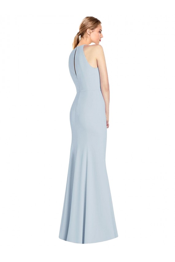 Stretch Crepe Keyhole Back Long Halter Neck Trumpet Semi Formal Evening Dress / Prom Dress / Bridesmaid Dress Sudbury