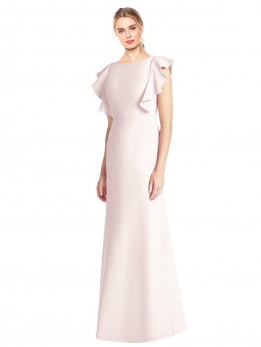 Stretch Crepe Open Back Long Bateau Neck Pink Trumpet Formal Dress / Bridesmaid Dress Sudbury